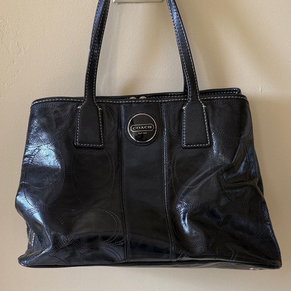 Coach Black Patent Leather Tote